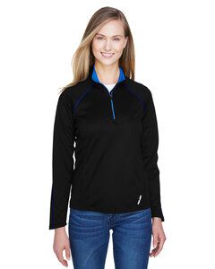 Ash City North End 78187 - Radar Ladies' Half-Zip Performance Long Sleeve Top  Black W/True Royal