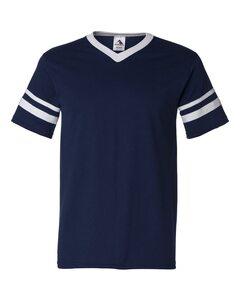 Augusta Sportswear 360 - V-Neck Jersey with Striped Sleeves Navy/ White