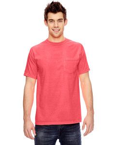 Comfort Colors 6030 - Garment Dyed Short Sleeve Shirt with a Pocket Neon Red Orange