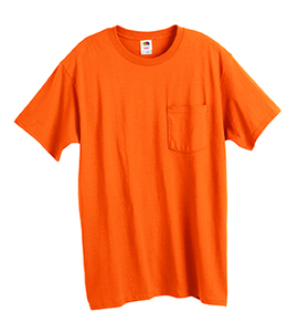 Fruit of the Loom 3930PR - Heavy Cotton HD™ T-Shirt with a Left Chest Pocket Safety Orange