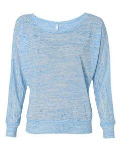 Bella+Canvas 8850 - Ladies' Flowy Off Shoulder Long Sleeve Shirt Blue Marble