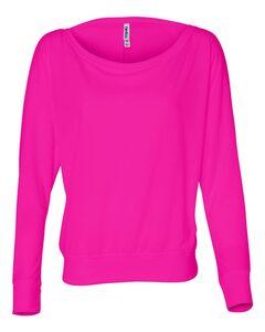Bella+Canvas 8850 - Ladies' Flowy Off Shoulder Long Sleeve Shirt Neon Pink