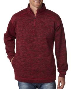 J. America 8614 - Cosmic Fleece 1/4 Zip Pullover Sweatshirt Red Fleck