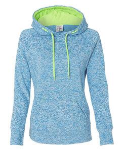 J. America 8616 - Ladies Cosmic Poly Contrast Hooded Pullover Sweatshirt