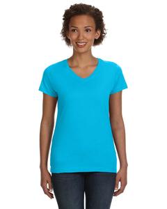 LAT 3507 - Ladies' Fine Jersey V-NeckT-Shirt Aqua