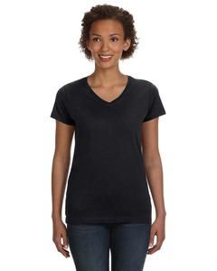 LAT 3507 - Ladies' Fine Jersey V-NeckT-Shirt Black