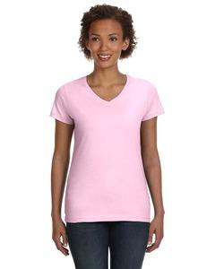 LAT 3507 - Ladies' Fine Jersey V-NeckT-Shirt Pink