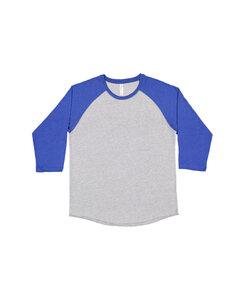 LAT 6930 - Vintage Fine Jersey Three-Quarter Sleeve Baseball T-Shirt Vintage Heather/ Vintage Royal