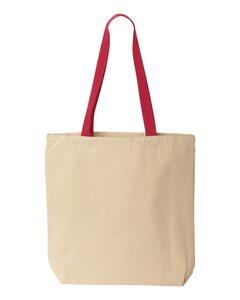 Liberty Bags 8868 - Gusseted 10 Ounce Natural Tote with Colored Handle Natural/ Red