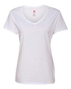 Hanes S04V - Hanes® Ladies' Nano-T® Cotton V-Neck T-Shirt White
