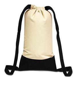 Liberty Bags 8876 - Cotton Canvas Contrast Bottom Drawstring Backpack Natural/ Black