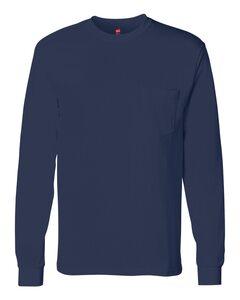 Hanes 5596 - Tagless® Long Sleeve T-Shirt with a Pocket Navy