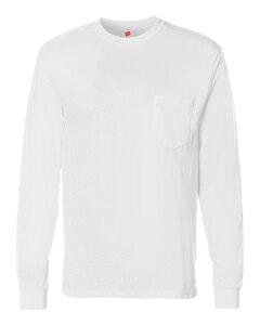 Hanes 5596 - Tagless® Long Sleeve T-Shirt with a Pocket White