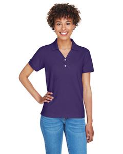 Devon & Jones D100W - Ladies Pima Piqué Short-Sleeve Y-Collar Polo Deep Purple