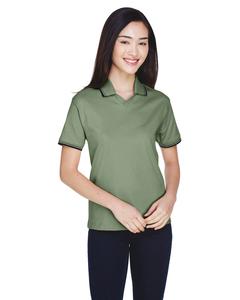 Devon & Jones D140W - Ladies Tipped Perfect Pima Interlock Polo Dill/Navy