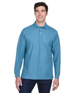 Devon & Jones D110 - Men's Pima Piqué Long-Sleeve Polo Slate Blue