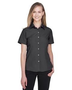 Harriton M560W - Ladies Barbados Textured Camp Shirt Black