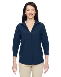 Harriton M610W - Ladies Paradise Three-Quarter Sleeve Performance Shirt Navy