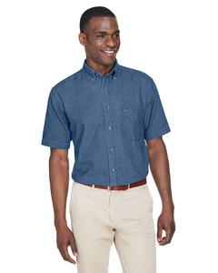 Harriton M550S - Men's 6.5 oz. Short-Sleeve Denim Shirt Light Denim