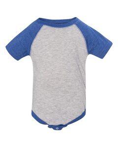 Rabbit Skins 4430 - Fine Jersey Infant Three-Quarter Sleeve Baseball Bodysuit Vintage Heather/ Vintage Royal