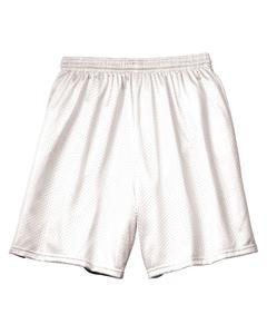 A4 N5293 - Adult 7" Inseam Lined Tricot Mesh Shorts White