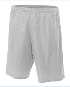 A4 N5296 - Lined 9" Inseam Tricot Mesh Shorts Silver