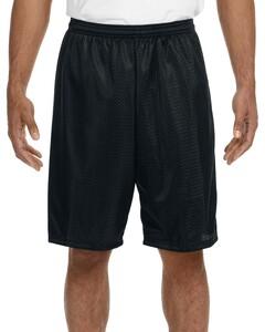 A4 N5296 - Lined 9" Inseam Tricot Mesh Shorts Black