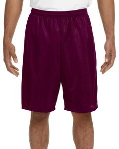 A4 N5296 - Lined 9" Inseam Tricot Mesh Shorts Maroon