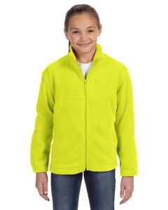 Harriton M990Y - Youth 8 oz. Full-Zip Fleece Safety Yellow