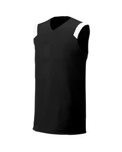 A4 N2340 - Adult Moisture Management V Neck Muscle Shirt Black/White