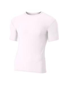 A4 N3130 - Shorts Sleeve Compression Crew Shirt White