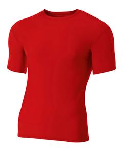 A4 N3130 - Shorts Sleeve Compression Crew Shirt Scarlet