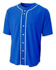 A4 N4184 - Shorts Sleeve Full Button Baseball Top Royal