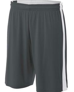 A4 N5284 - Adult Reversible Moisture Management Shorts Graphite/White