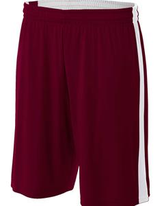 A4 N5284 - Adult Reversible Moisture Management Shorts Maroon/White