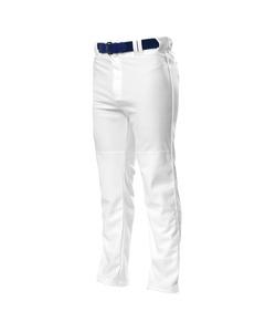A4 N6162 - Pro Style Open Bottom Baggy Cut Baseball Pants White