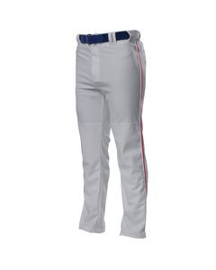 A4 N6162 - Pro Style Open Bottom Baggy Cut Baseball Pants Grey/Scarlet
