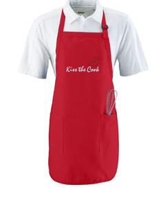 Augusta 4350 - Full Length Apron With Pockets Red