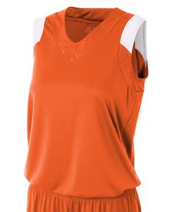 A4 NW2340 - Ladies Moisture Management V Neck Muscle Shirt Orange/White