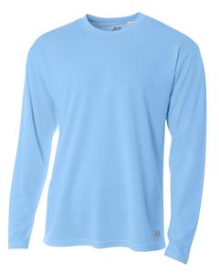A4 N3253 - Men's Long Sleeve Crew Birds Eye Mesh T-Shirt Light Blue