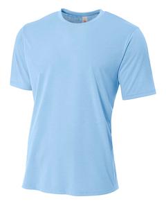 A4 N3264 - Men's Shorts Sleeve Spun Poly T-Shirt Light Blue