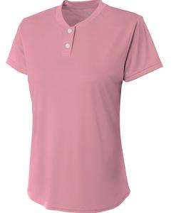 A4 NG3143 - Girl's Tek 2-Button Henley Shirt Pink