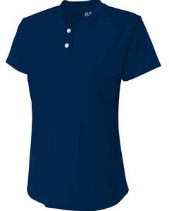 A4 NG3143 - Girl's Tek 2-Button Henley Shirt Navy