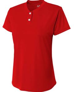 A4 NG3143 - Girl's Tek 2-Button Henley Shirt Scarlet