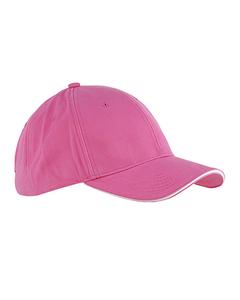 Big Accessories BX004 - 6-Panel Twill Sandwich Baseball Cap Pink/White