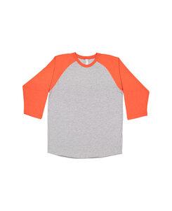 LAT 6930 - Vintage Fine Jersey Three-Quarter Sleeve Baseball T-Shirt Vintage Heather/ Vintage Orange