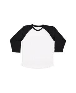 LAT 6930 - Vintage Fine Jersey Three-Quarter Sleeve Baseball T-Shirt White Solid/ Black