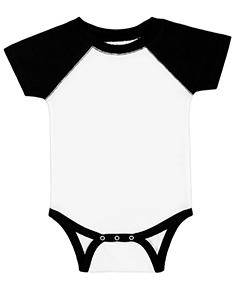 Rabbit Skins 4430 - Fine Jersey Infant Three-Quarter Sleeve Baseball Bodysuit White Solid/ Black