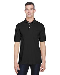 Harriton M265P - 5.6 oz. Easy Blend Polo with Pocket Black