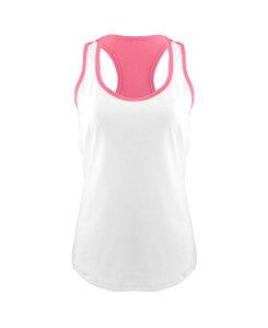 Next Level NL1534 - LADIES' IDEAL COLOR BLOCK RACERBACK TANK White/ Hot Pink